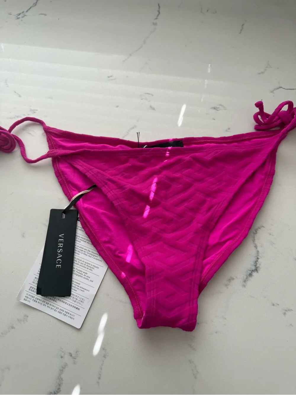 Versace Bright Fuchsia Tie-Side Bikini Bottom